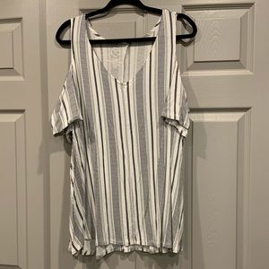 24/7 by Maurices Cold Shoulder Striped Top